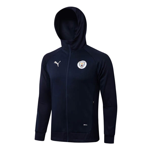Sweat Shirt Capuche Ensemble Complet Manchester City 2022-23 Bleu Oscuro